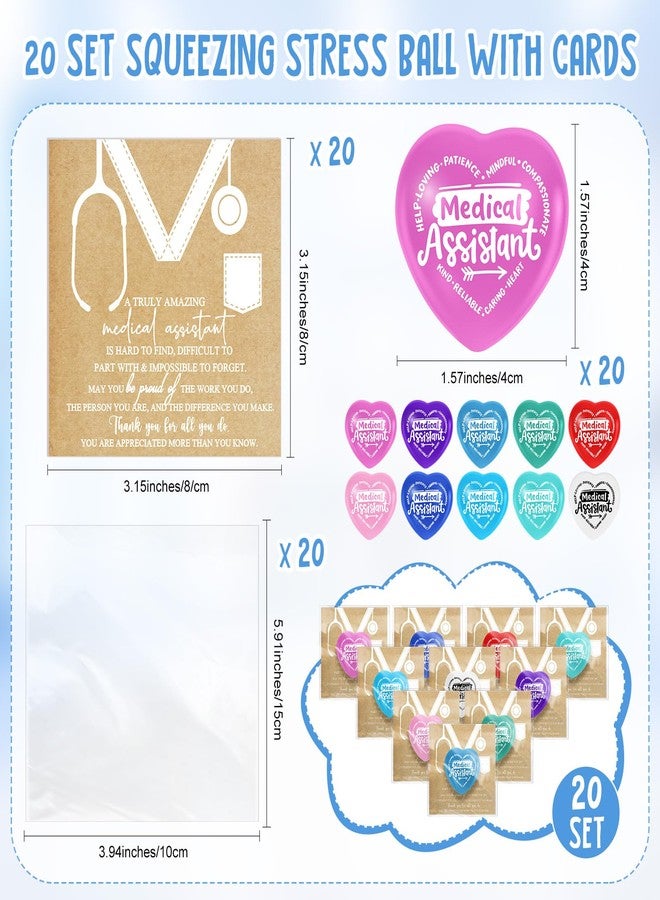 Arrowbash 20 Sets Valentine Medical Assistant Gifts Bulk 2025 Heart Stress Balls Ma Appreciation Gifts for Women Inspirational Squeeze Ball for Medical Assistant Coworker Team Birthday Party Gift - Image 2